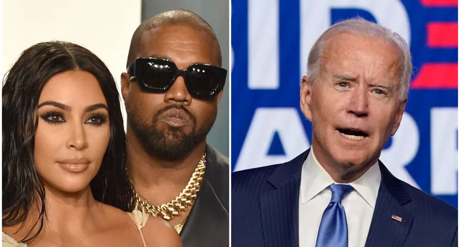 Fotomontaje de Kim Kardashian, Kanye West y Joe Biden, a propósito de que ella celebró victoria del presidente electo