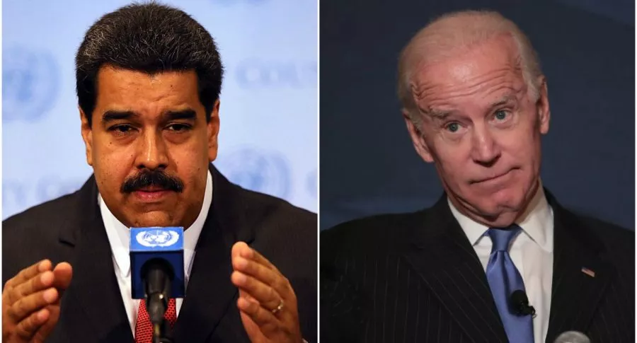 Fotomontaje de Nicolás Maduro y Joe Biden, a propósito del mensaje que mandó el líder del régimen en Venezuiela. 
