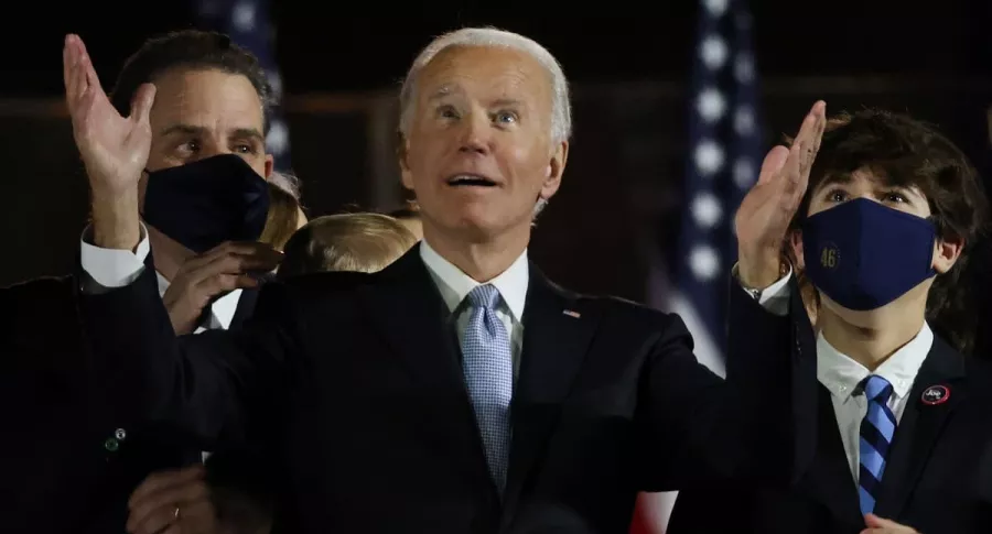 Joe Biden, luego de su primer discurso como presidente electo de Estados Unidos, desde Wilmington (Delaware), el 7 de noviembre.