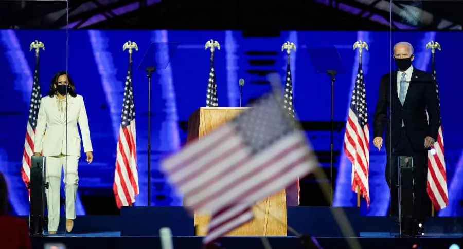 Kamala Harris, vicepresidenta electa de Estados Unidos, y Joe Biden, presidente electo de Estados Unidos, a quienes dirigentes mundiales enviaron su mensaje apoyando su triunfo en las presidenciales 2020.