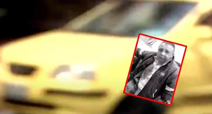 Fotomontaje de un taxi y de un conductor que resultó herido en un atraco.