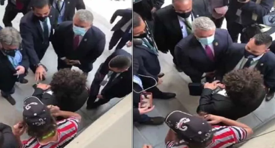Momento en que el presidente Duque encaró a hombre que le gritó "!paramilitar¡" en Bolivia