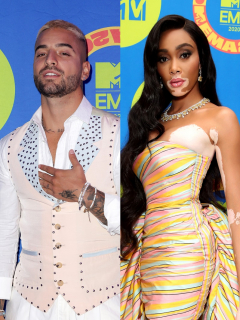 Fotomontaje de Maluma, Winnie Harlow y Yungblud , en los MTV EMA 2020