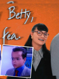 Afiche promocional de ‘Betty, la fea’, cuyos personajes pasaron por el filtro de Snapchat que los hace lucir como niños.