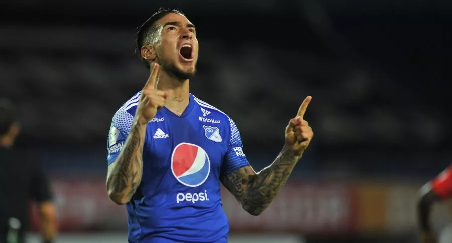 Cristian Arango celebrando su gol en el triunfo de Millonarios a Pereira, tabla de posiciones Liga BetPlay tras fecha 19