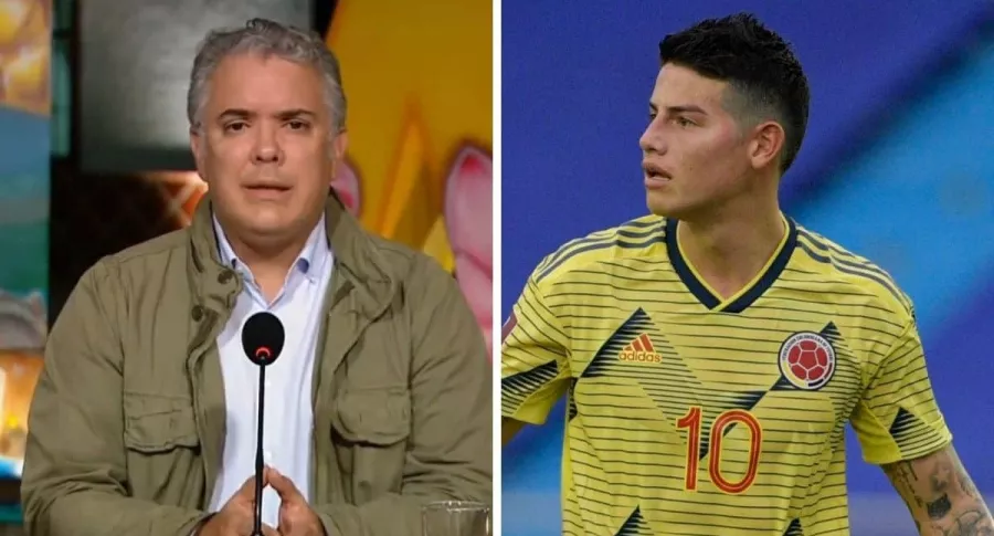 James Rodríguez e Iván Duque, quien paró su programa para hablar de la goleada que sufrió la Selección Colombia contra Uruguay