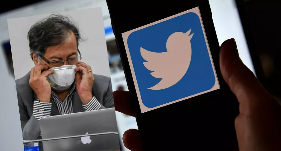 Imagen del logo de Twitter y Gustavo Petro, que dijo que esa red social es como un baño público. (Fotomontaje de Pulzo)