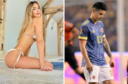 James Rodríguez y Shannon de Lima, quien le dio un mensaje de apoyo luego de la goleada recibida contra Ecuador.