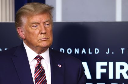 Presidente de Estados Unidos, Donald Trump, a quien le desestimaron una demanda en Pensilvania contra las elecciones, durante una rueda de prensa en la Casa Blanca el 20 de noviembre.