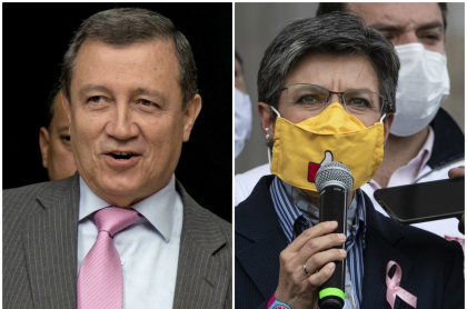 Ernesto Macías, que dijo que el "populismo" de Claudia López no se criticaba con abucheos, y la alcaldesa de Bogotá. (Fotomontaje de Pulzo)