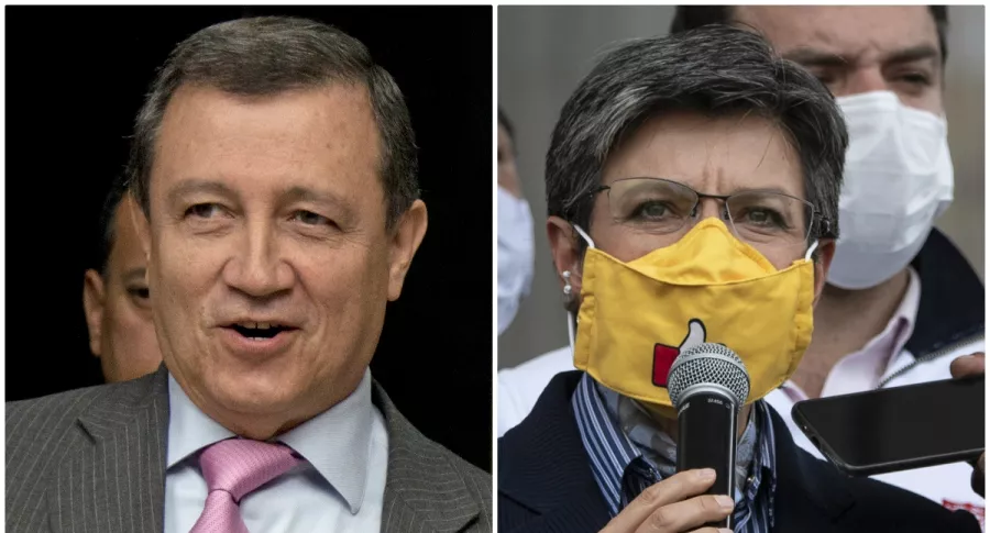 Ernesto Macías, que dijo que el "populismo" de Claudia López no se criticaba con abucheos, y la alcaldesa de Bogotá. (Fotomontaje de Pulzo)