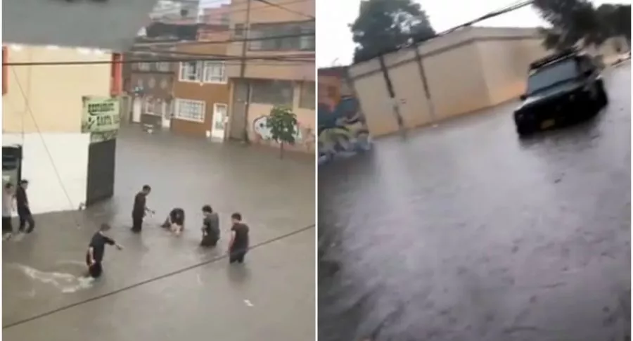 Imágenes de calles afectadas por las lluvias en Bogotá. 