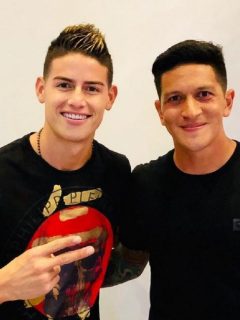 James Rodríguez y German Cano durante una reunión en 2018.