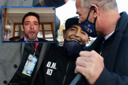 Diego Maradona, el día de su cumpleaños, cuando según el periodista Juan José Buscalia le tocó salir en público al parecer por compromisos comerciales