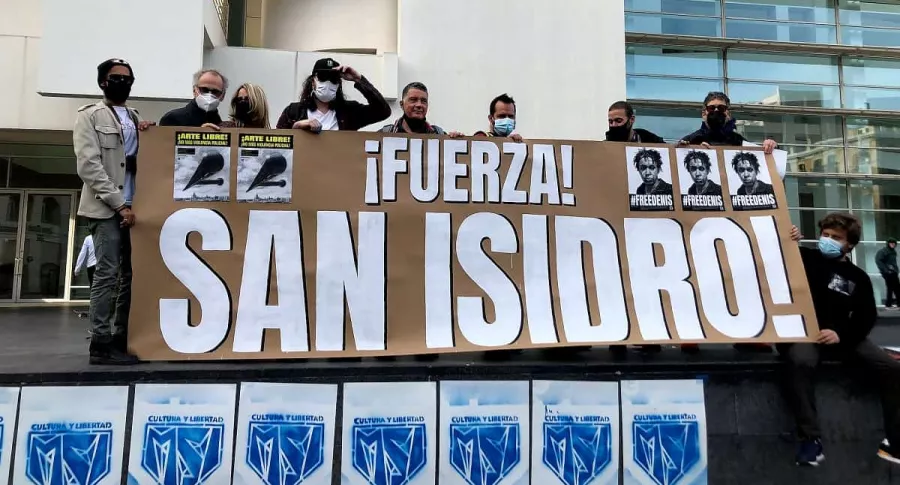 Cubanos residentes en Barcelona, España, se manifiestan en apoyo al movimiento San Isidro de La Habana, el 24 de noviembre de 2020.
