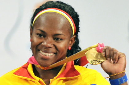 Medalla olímpica para Ubaldina Valoyes 8 años después. Imagen de referencia de la deportista.