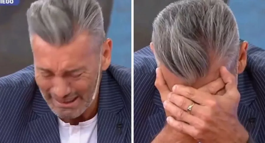Sergio Goycochea llorando en televisión por la muerte de Maradona