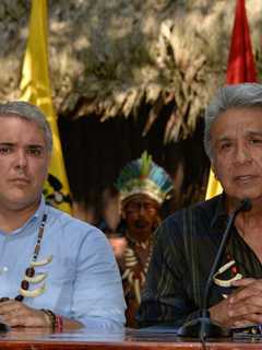 Foto de Iván Duque y Lenin Moreno en Leticia, Colombia, en el 2019.