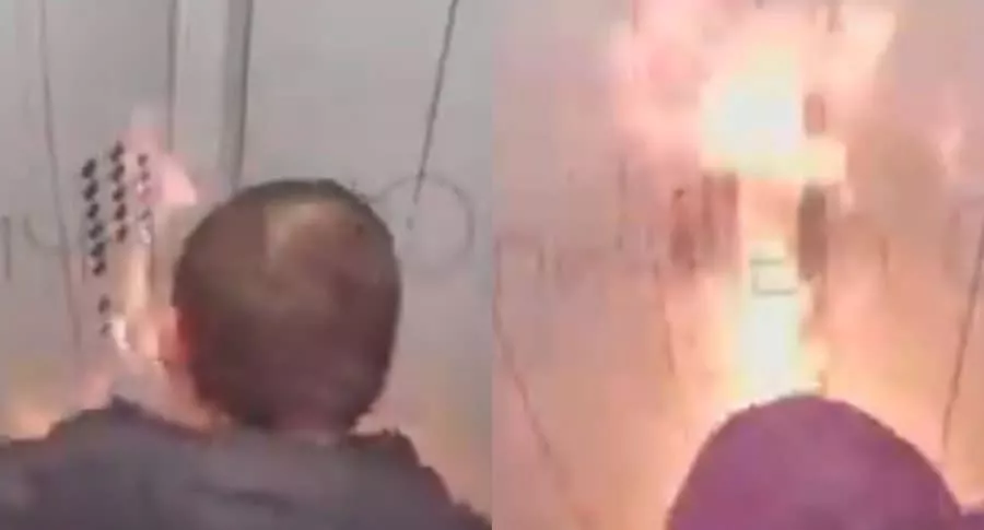 Captura de pantalla del ruso que provocó un incendio en un ascensor por jugar con un líquido inflamable