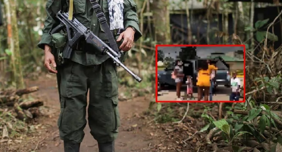 Fotomontaje que ilustra la persecución a una familia en el Cauca.  