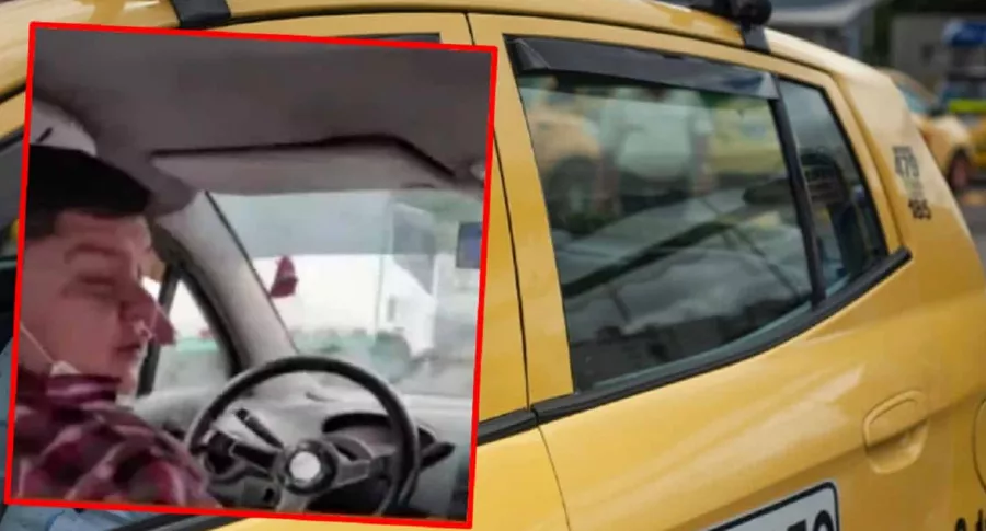 Imagen del taxista que bajó del carro a pasajera por pedirle el uso del tapabocas. 