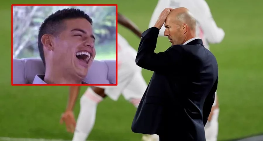 Zinedine Zidane y James Rodríguez, quien recibió apoyo del francés Doucouré luego de que este criticara el Real Madrid por dejar ir al colombiano