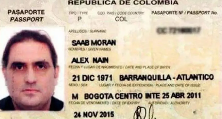 Pasaporte de Álex Saab, quien pasará a arresto domiciliario en Cabo Verde.