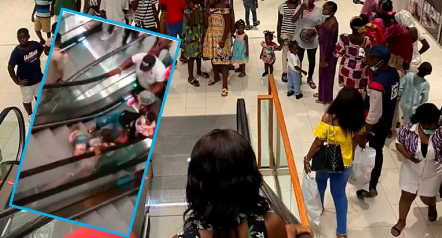 Imágenes del centro comercial camerunés en donde sus visitantes se cayeron en las escaleras eléctricas.  