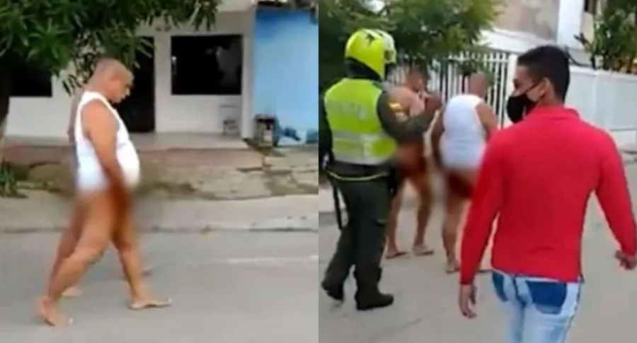 Capturas de pantalla del video en que desnudan a ladrones en Barranquilla
