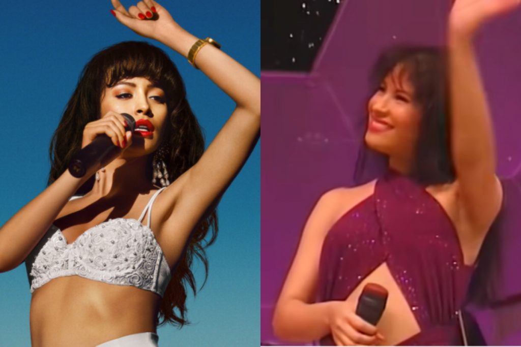 Comparación la actriz con Selena. Foto: captura de pantalla Netflix y YouTube