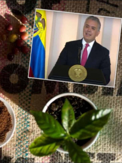 Iván Duque durante el congreso de cafeteros, en donde hizo un chiste con el "periquito, pero el del café".