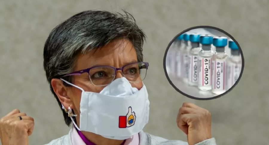 Claudia López, alcaldesa de Bogotá, e imagen de vacuna contra la COVID-19 (Fotomontaje de Pulzo).
