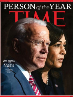 Portada de la revista Time, destacando a Joe Biden y Kamala Harris.