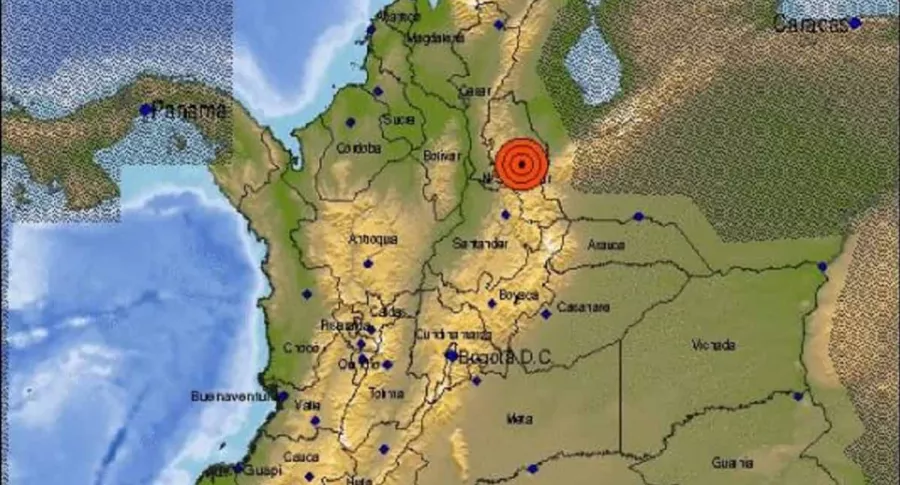 Imagen con la que el Servicio Geológico Colombiano reportó el temblor en Gramalote, Norte de Santander, este viernes 11 de diciembre
