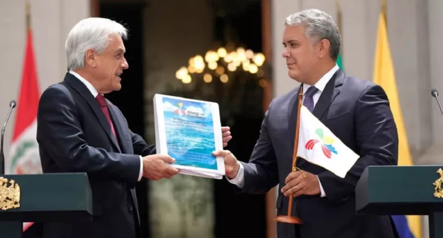 Iván Duque y Sebastián Piñera, durante la entrega de la presidencia de la Alianza del Pacífico