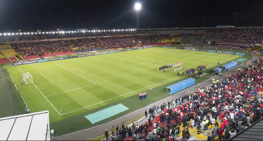 Vista general del estadio Nemesio Camacho, El Campín, donde se jugará la final entre Independiente Santa Fe y América de Cali y que evalúan si puede ser con público.