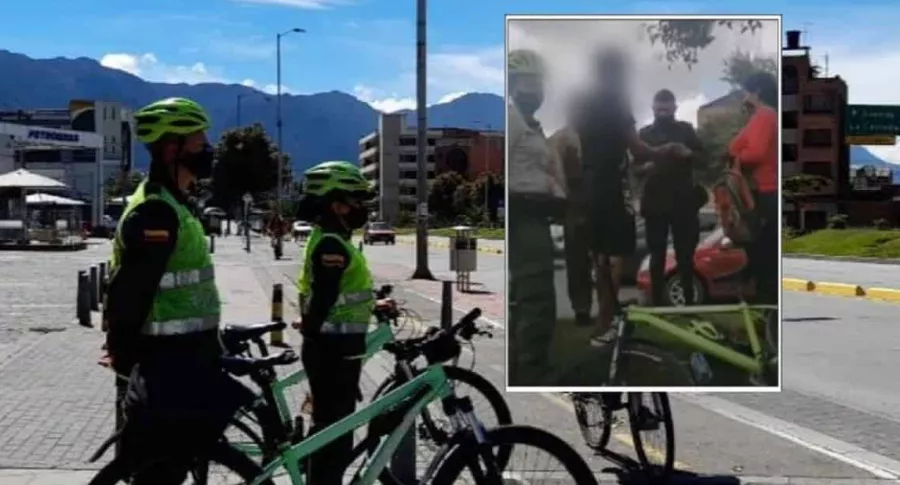 Imagen del hombre detenido, al que varios ciudadanos venezolanos insultaron por haberse robado una bicicleta en Bogotá