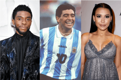 Chadwick Boseman, Naya Rivera y Diego Mradon ilustran nota sobre los famosos que murieron en el 2020 (Montaje Pulzo)