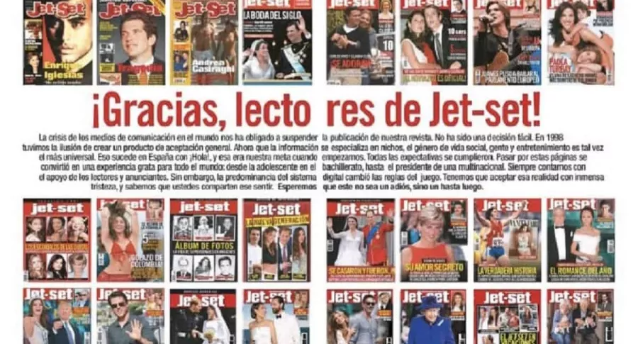Con esta doble página, la revista Jet-set se despide de sus lectores.