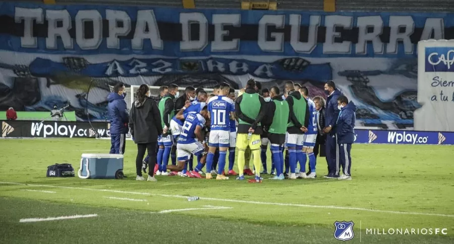 Jugadores de Millonarios, en el estadio El Campín, en Bogotá, equipo del que al menos 20 de sus integrantes resultaron positivos para coronavirus.