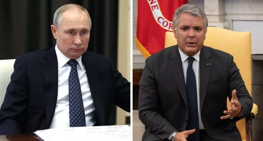 Iván Duque y el presidente de Rusia Vladimir Putin, país que retiró a dos diplomáticos colombianos luego de que el país expulsara a dos rusos por espionaje