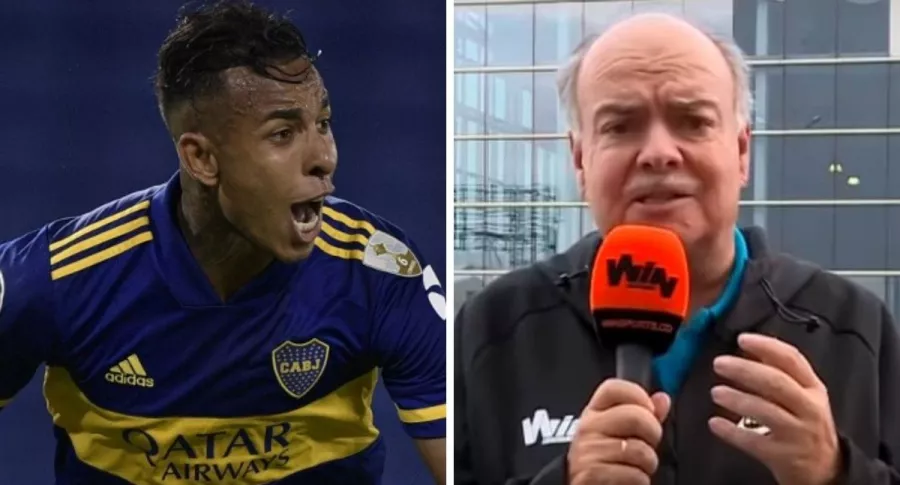 Sebastián Villa e Iván Mejía, quien criticó al colombiano luego de su gol con Boca Juniors en Libertadores