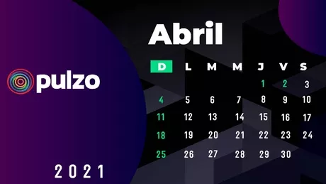 Calendario de abril del 2021, con los días festivos de Colombia.