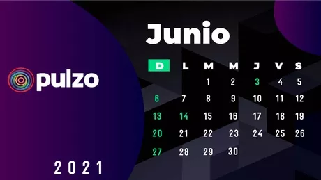 Calendario de junio del 2021, con los días festivos de Colombia.