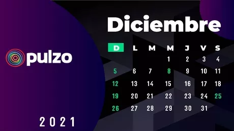 Calendario de diciembre del 2021, con los días festivos de Colombia.