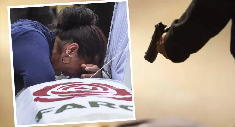 Mujer llora sobre ataúd con bandera del partido Farc / Hombre en el suelo luego de haber sido baleado. Imágenes de referencia para ilustrar asesinato de exguerrillero de las Farc en Caquetá.