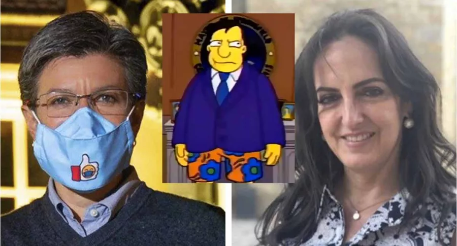Claudia López, alcaldesa de Bogotá / ‘alcalde Diamante’, personaje de ‘Los Simpson’ / María Fernanda Cabal, senadora.