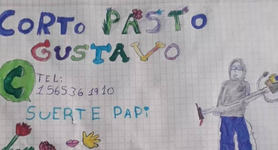 El dibujo de una niña de 9 años que ayudó a su padre a conseguir trabajo en Argentina.