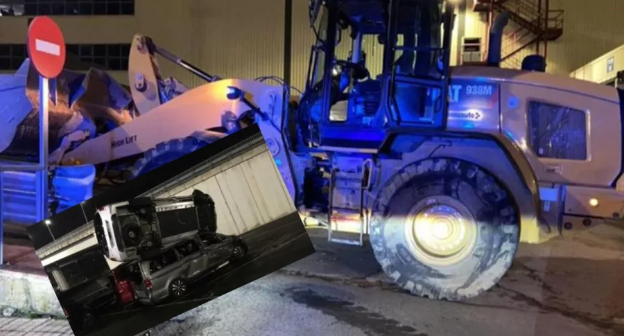 Foto de la retroexcavadora que robó exempleado de Mercedes para dañar más de 50 furgonetas