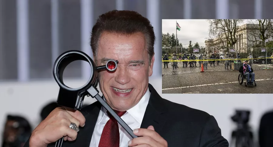 Fotomontaje de Arnold Schwarzenegger y Capitolio de Washignton, Estados Unidos